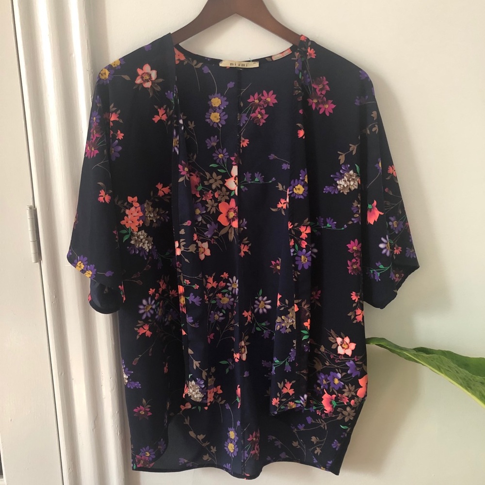 Francesca’s Miami Navy Floral Kimono